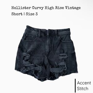 Hollister Jeans | Women’s Black Denim High Rise Distressed Jean Short Vintage
